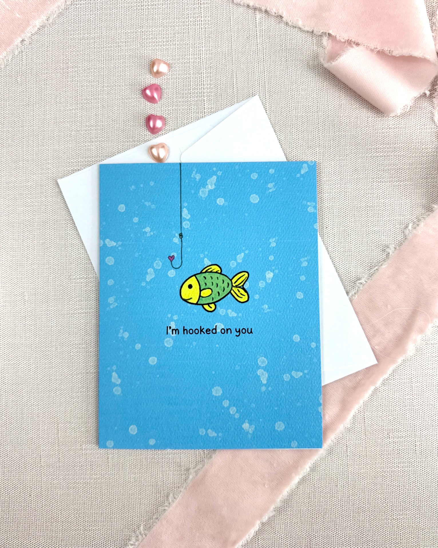 cute fish valentine cards with hook Hooked On You | Valentine's Day Card - Digital Art Fish Design