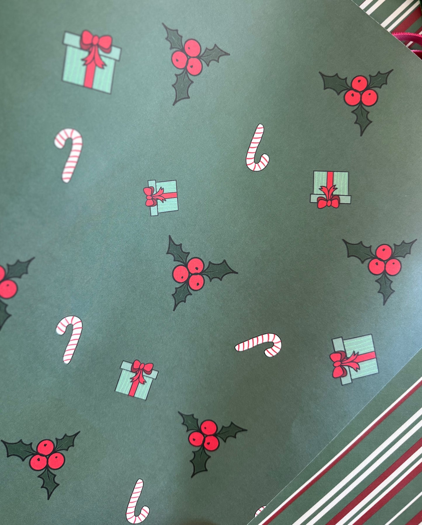Wrapping Sheet- Candy Cane & Holly