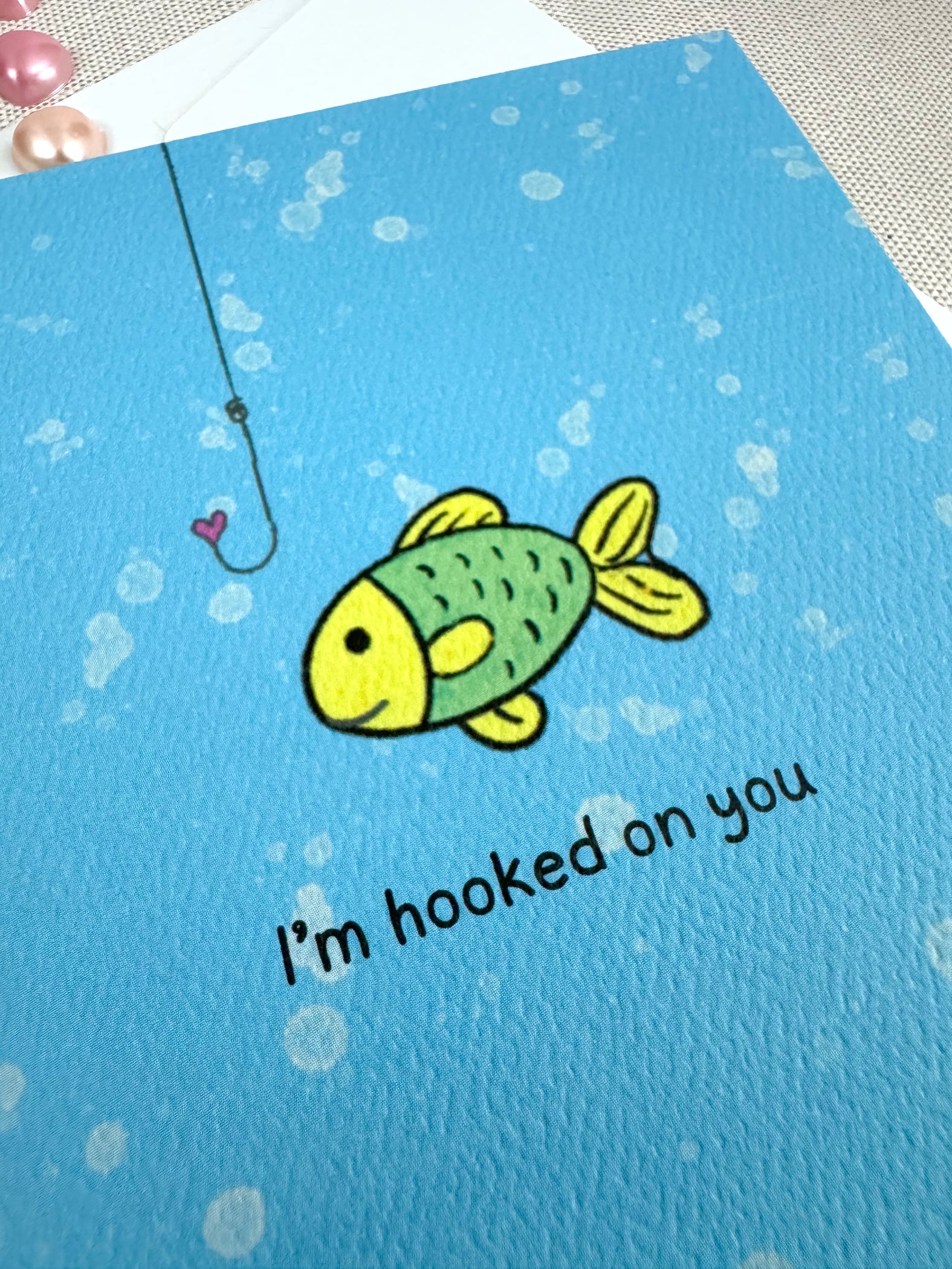 cute fish valentine cards with hook Hooked On You | Valentine's Day Card - Digital Art Fish Design