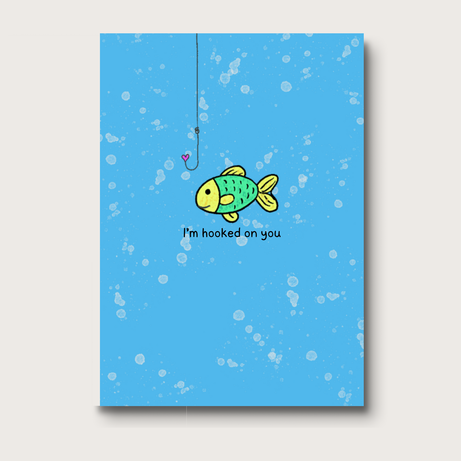 Hooked On You | Valentine's Day Card - Digital Art Fish Design
