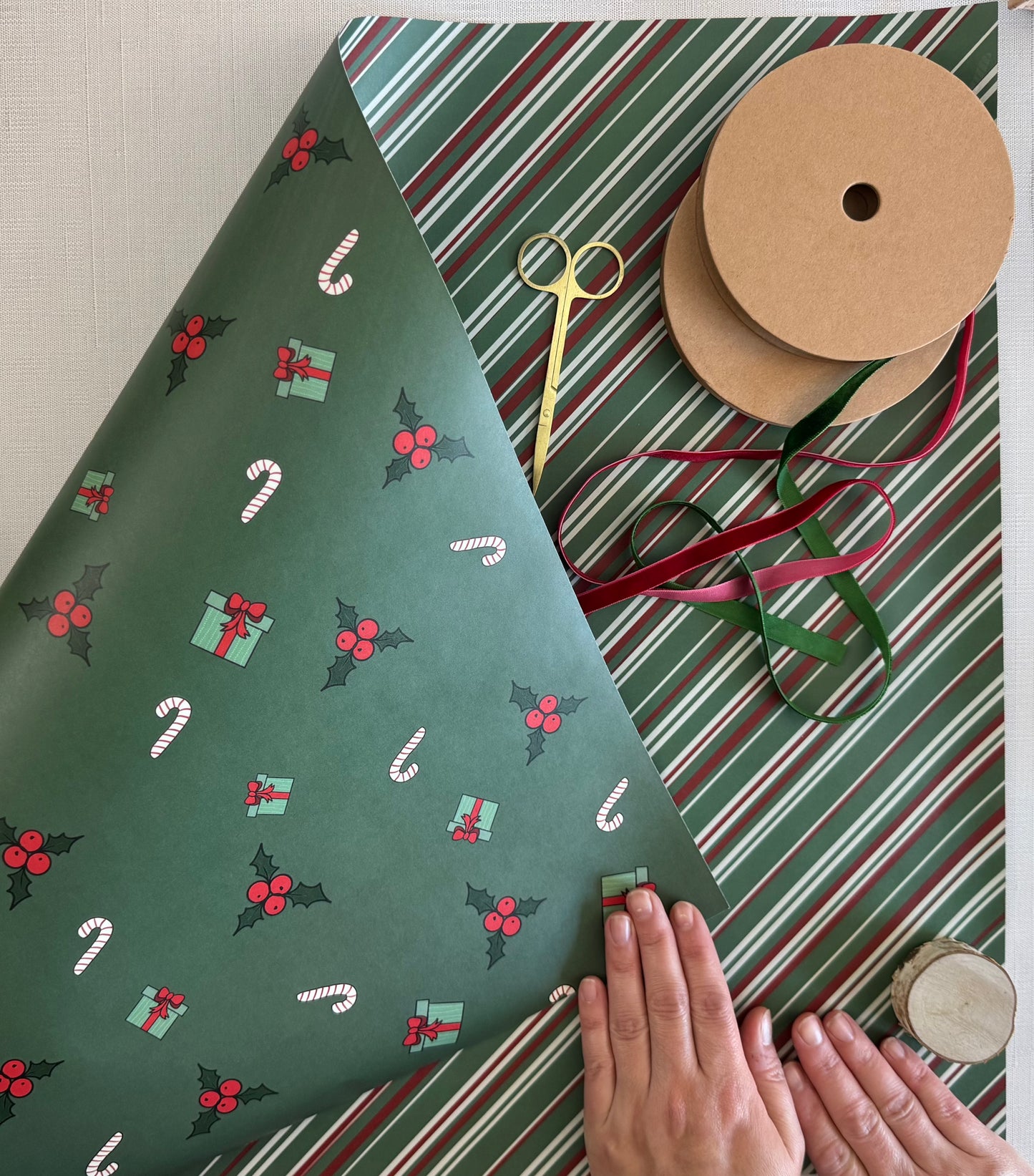Wrapping Sheet- Candy Cane & Holly
