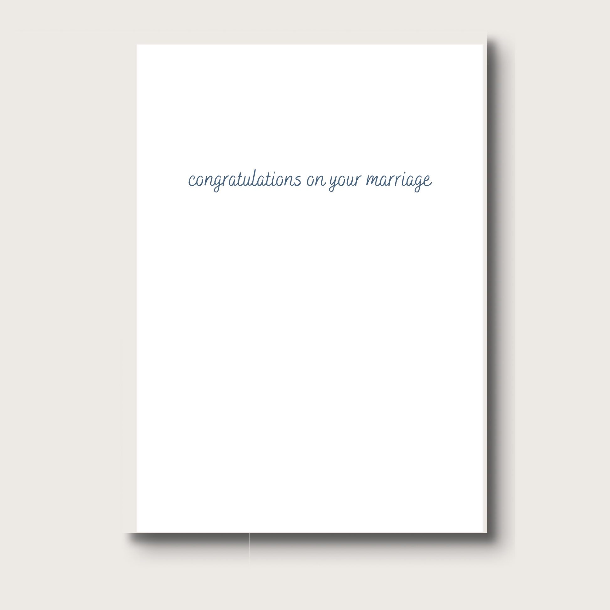 White card with 'Congratulations on your marriage' text 
