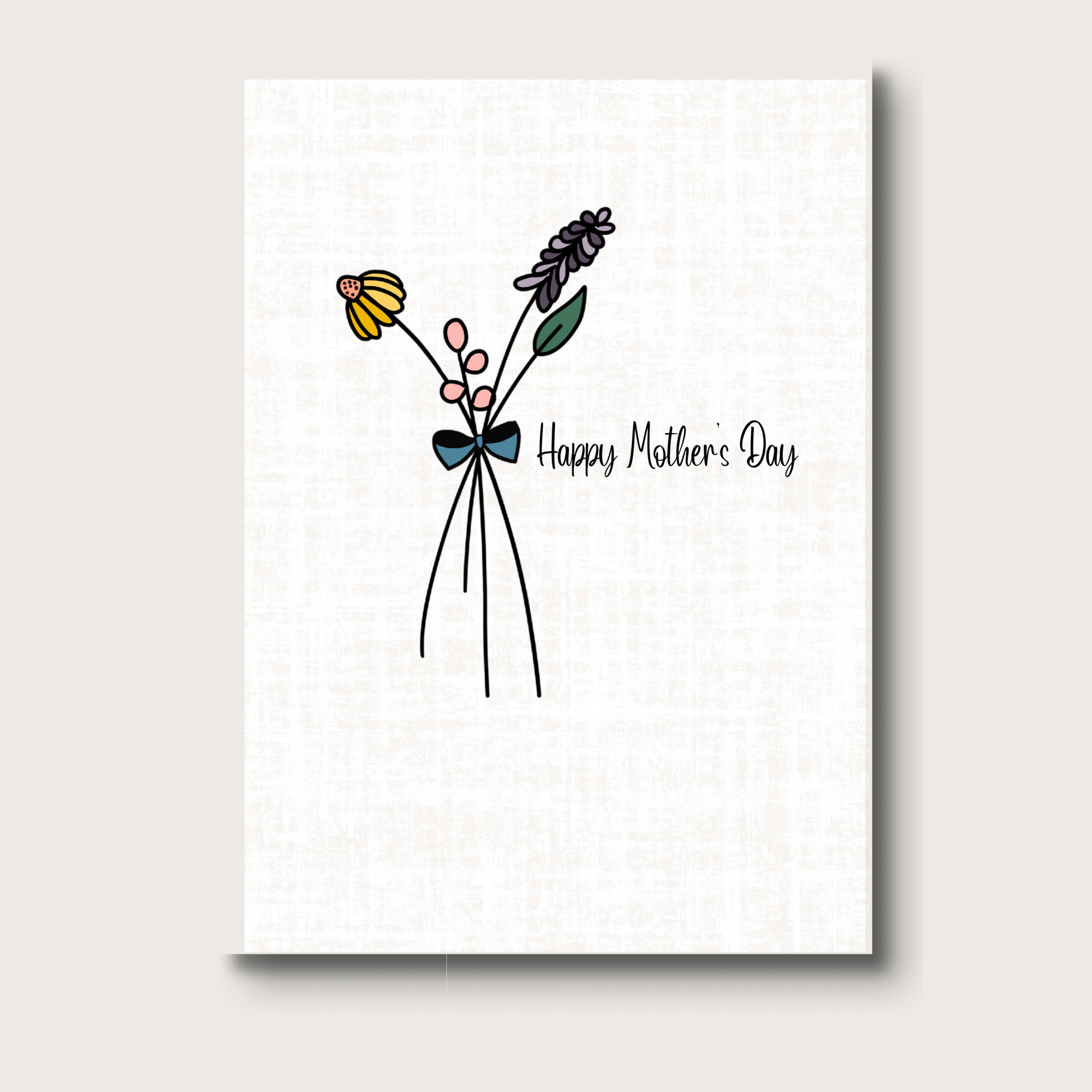 Bouquet of stems with the words Happy Mother's Day on a textured background