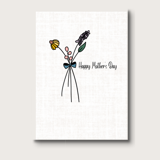 Bouquet of stems with the words Happy Mother's Day on a textured background
