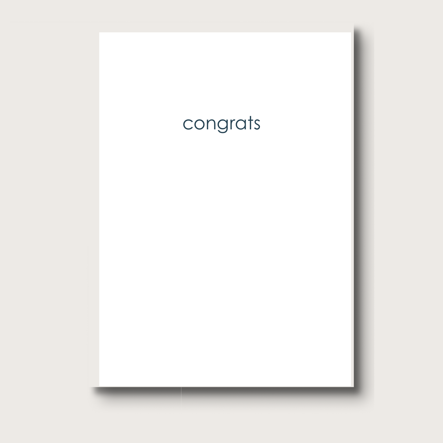 White card with 'congrats' text 