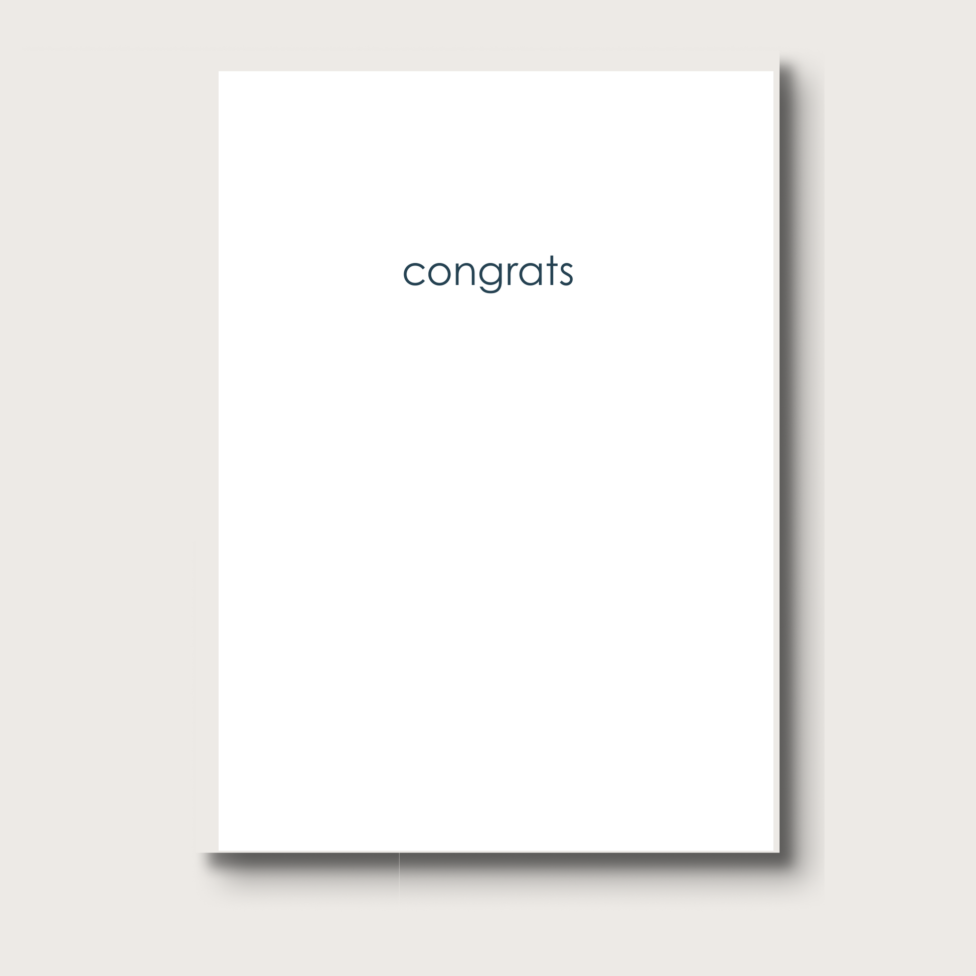 White card with 'congrats' text 