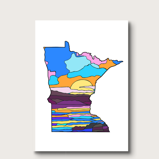 Stained Glass Minnesota Silhouette Greeting Card