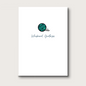 Card with 'Whiskered Goodbyes' under a ball of turquoise yarn on a white background